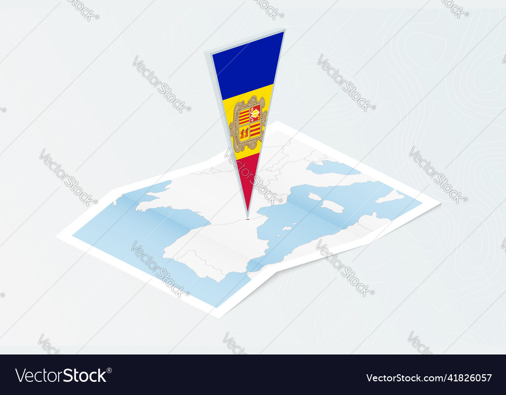 Isometric paper map of andorra with triangular