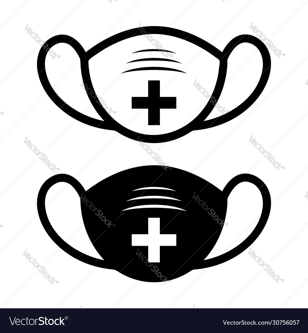 Medical mask icon cross on a face