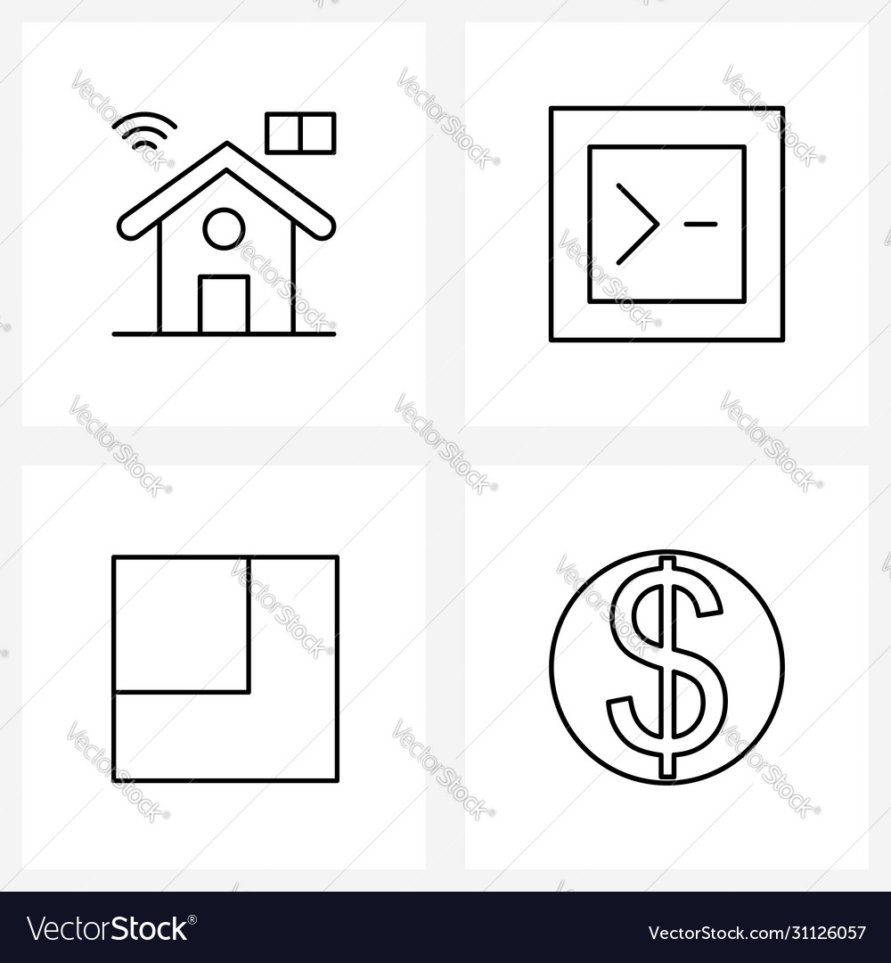 Set 4 simple line icons cloud layout