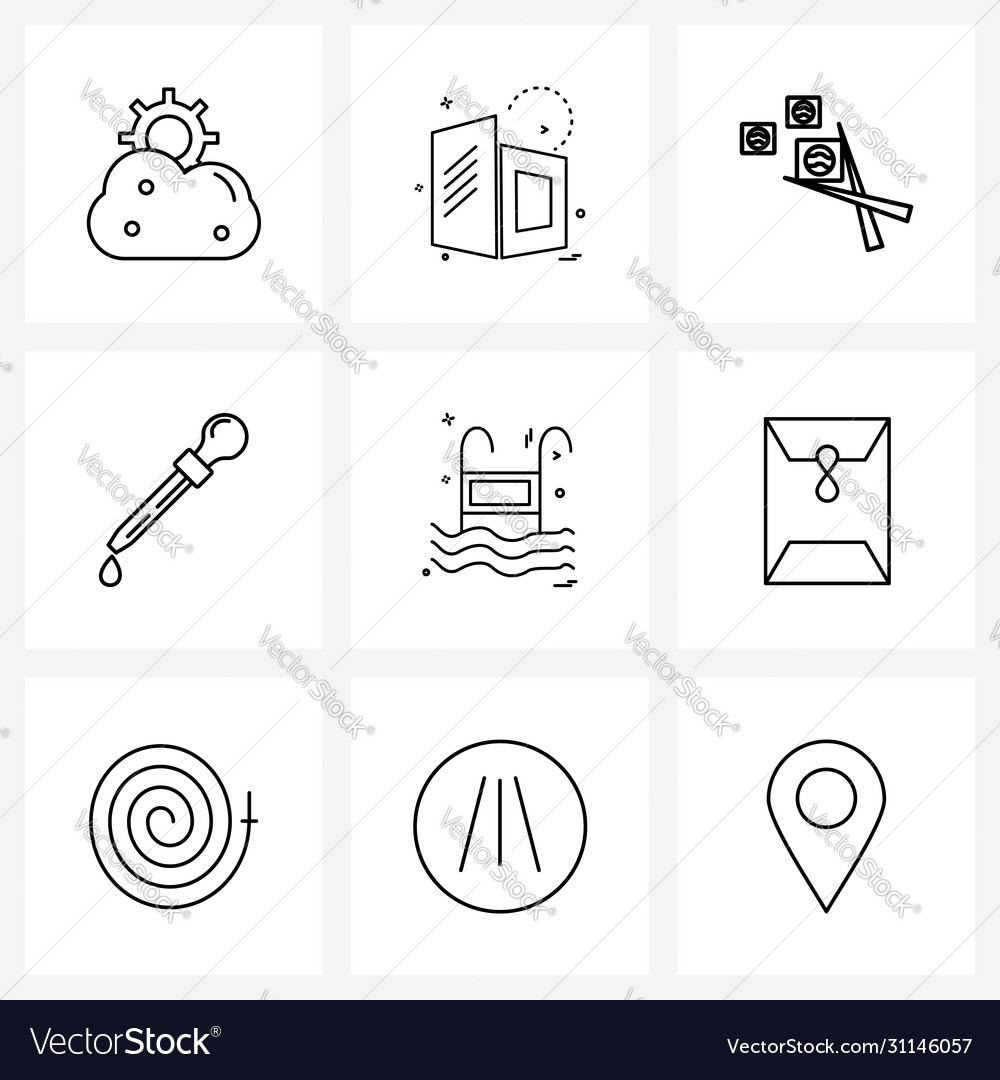 Set 9 universal line icons envelope pool