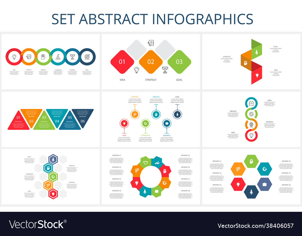 Set abstract elements graph diagram with steps