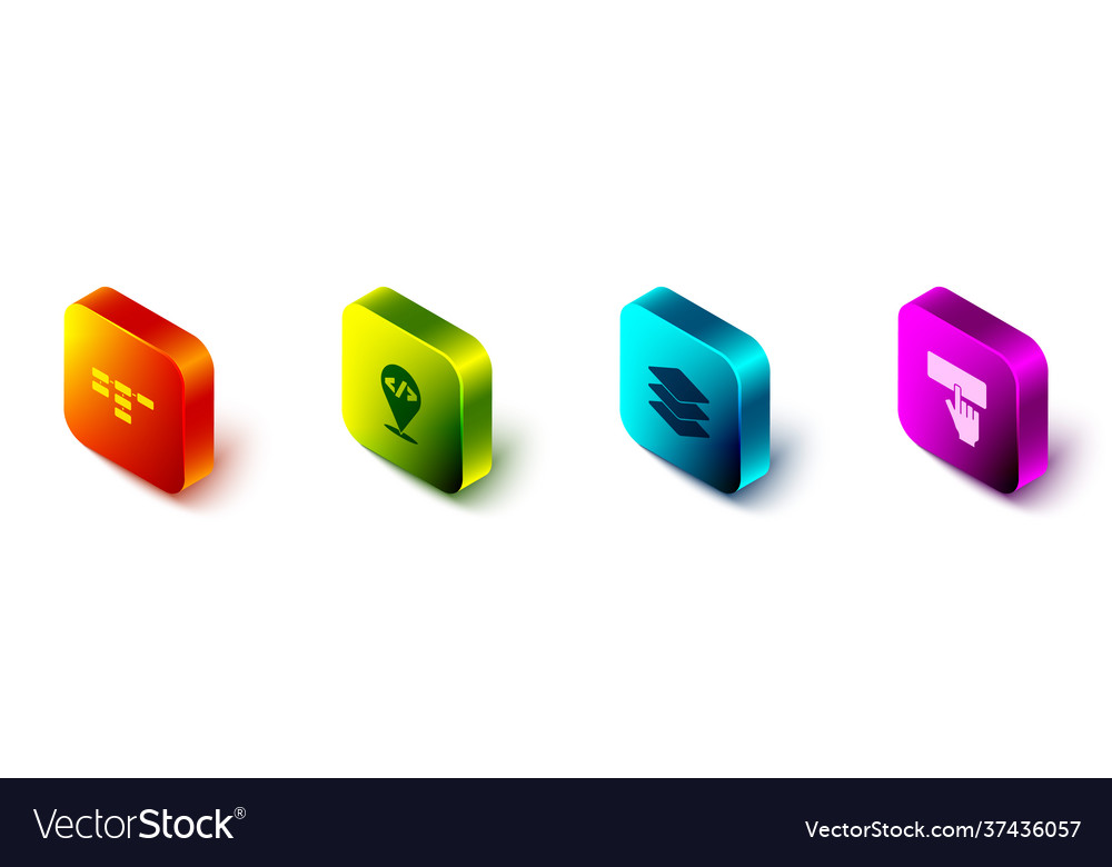 Set isometric site map front end development Vector Image Set isometric site map front end development