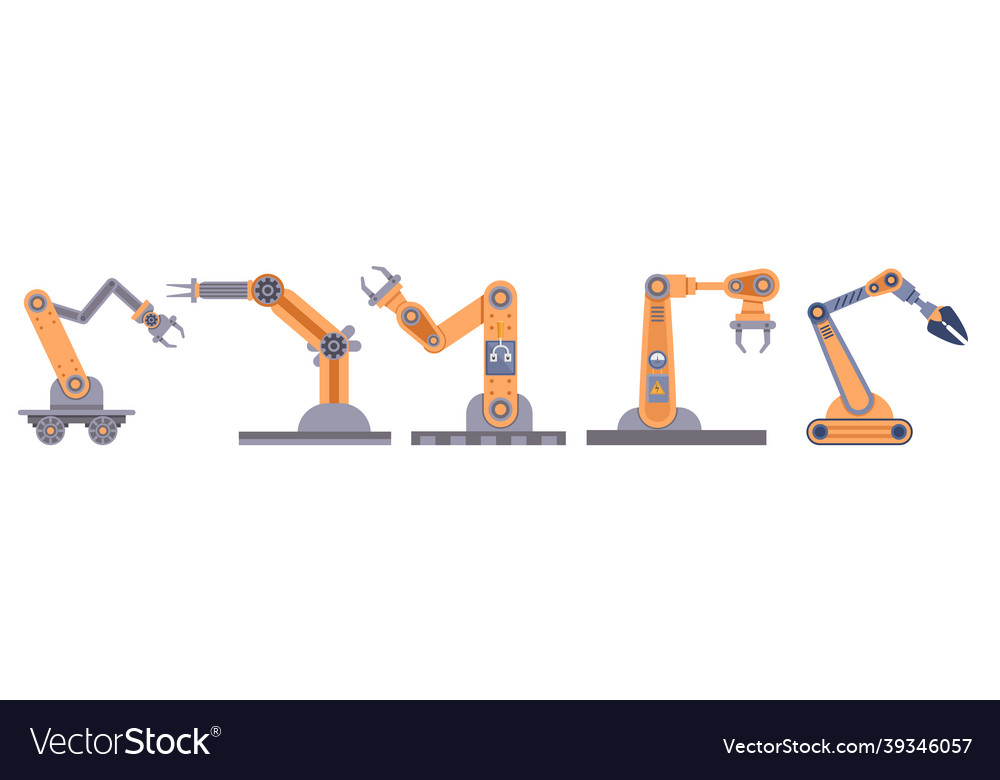 Set of robotic arms design elements collection