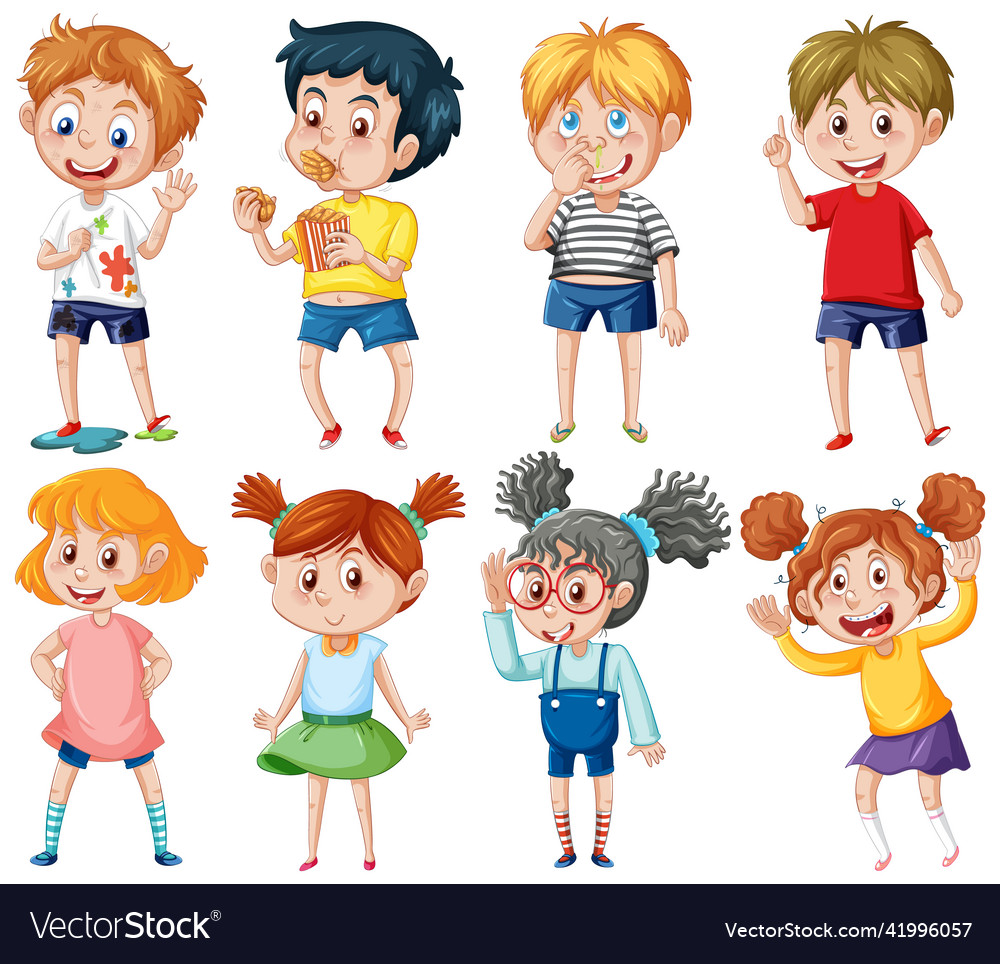 Set of young people doing different actions Vector Image