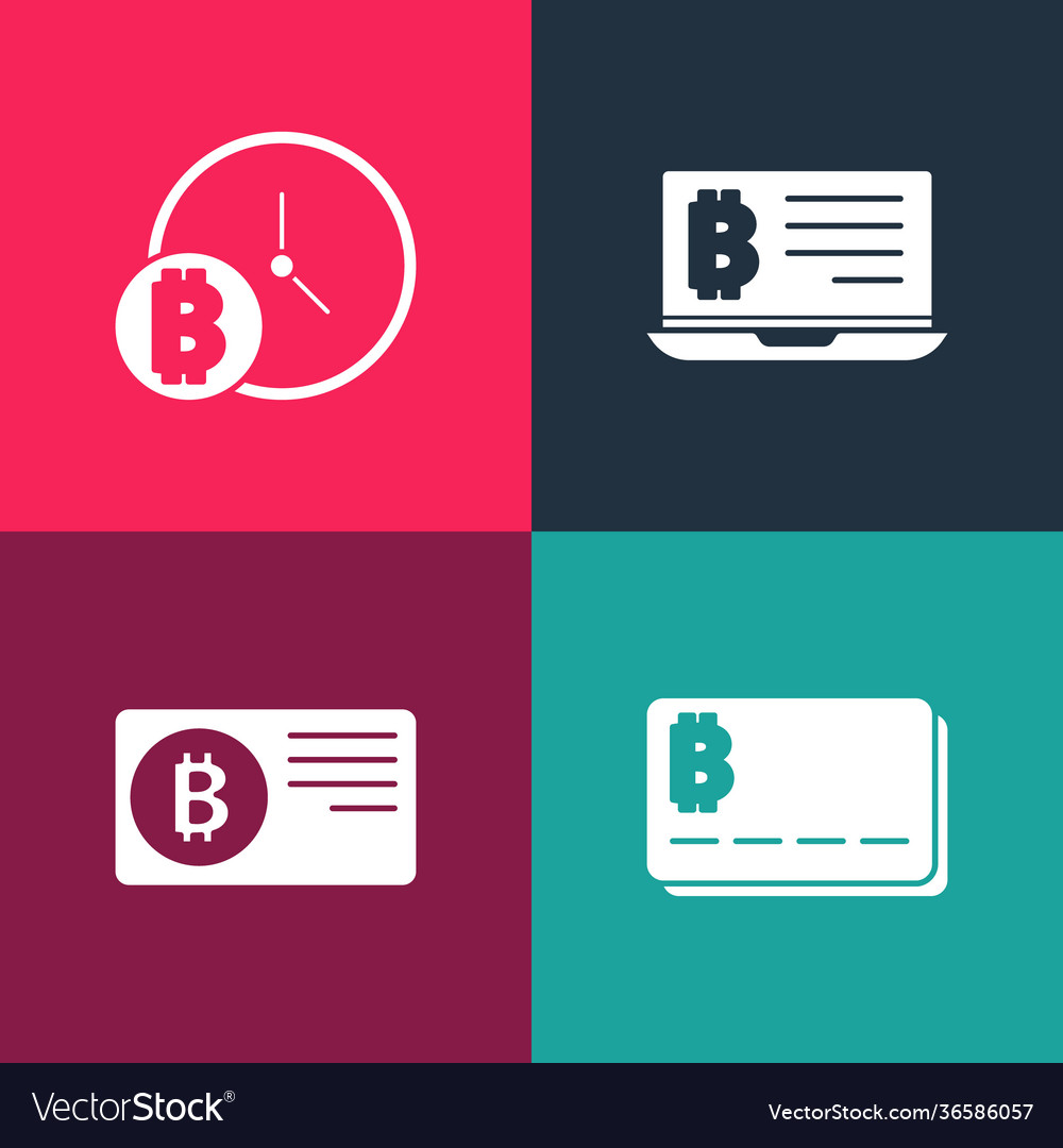 Set pop art credit card with bitcoin mining Vector Image Set pop art credit card with bitcoin mining
