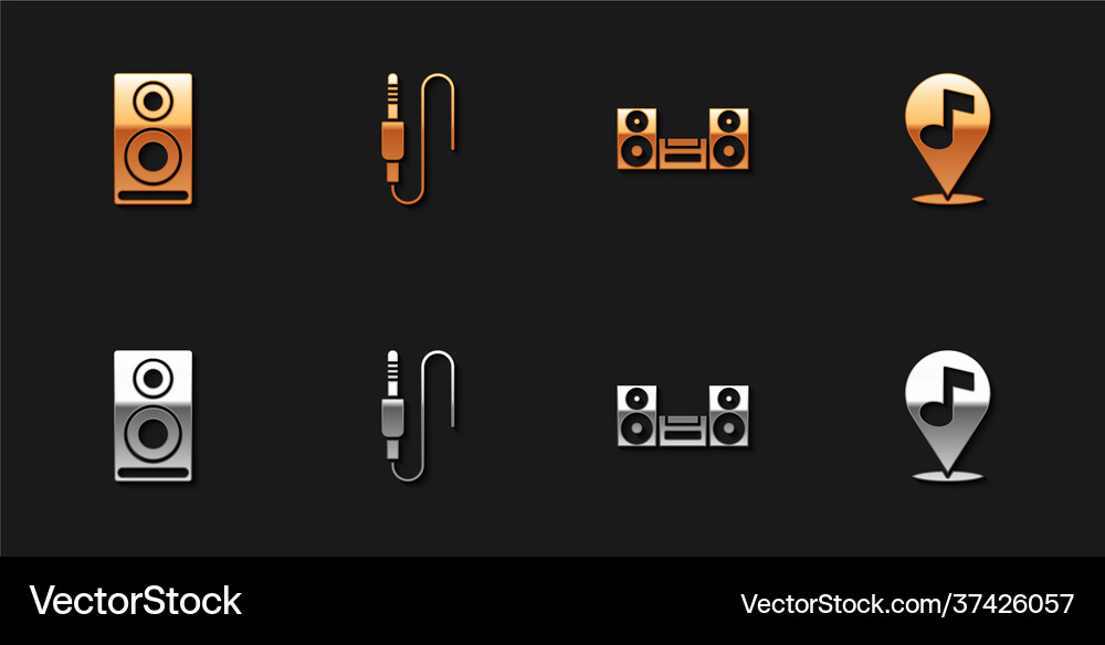 Set stereo speaker audio jack home stereo Vector Image