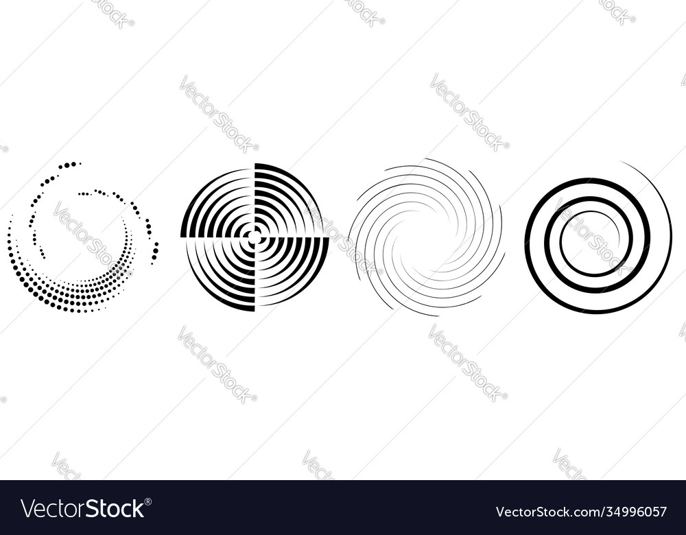 Spiral swirl twirl element set rotating circular vector image Spiral swirl twirl element set rotating circular
