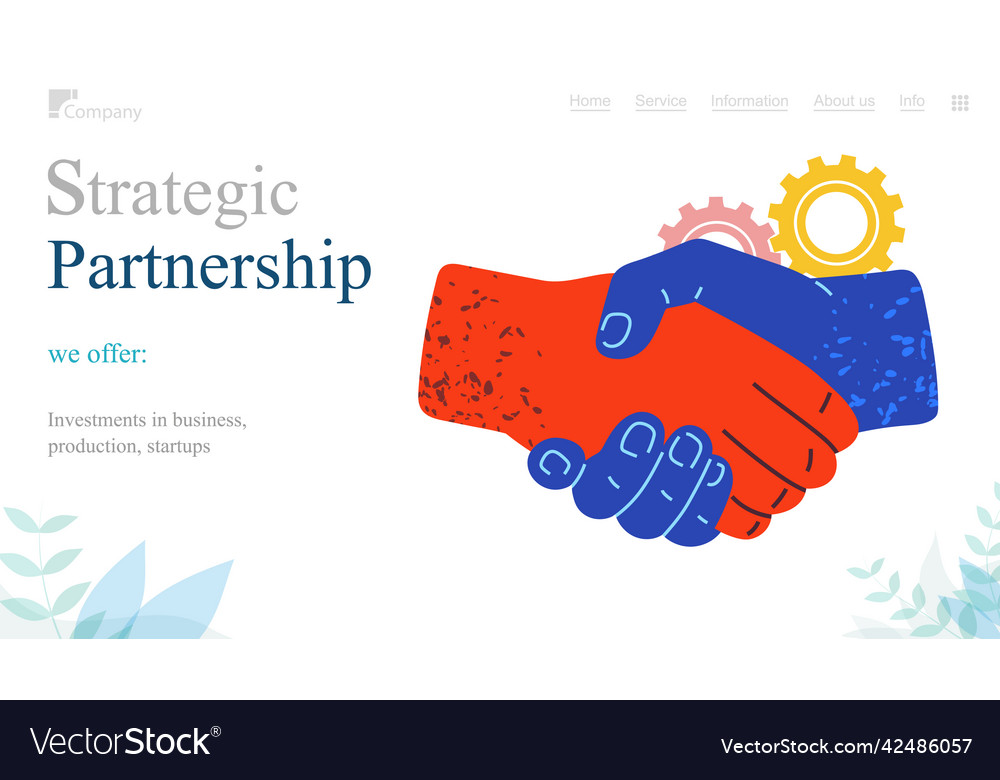 Strategic partnership handshake gesture Royalty Free Vector