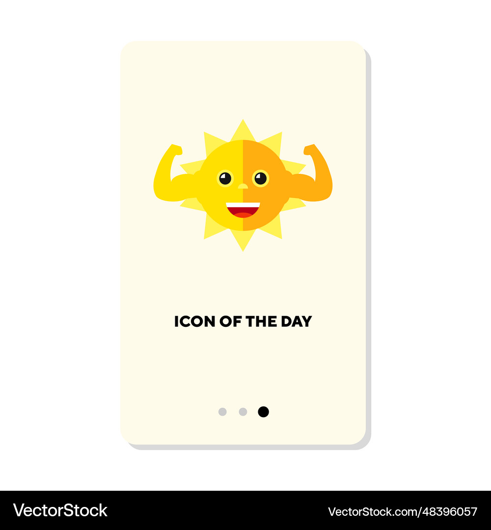 Strong sun character showing muscles flat icon Vector Image