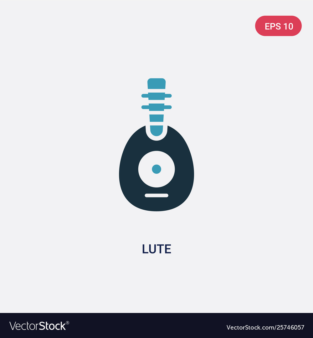 Two color lute icon from music concept isolated