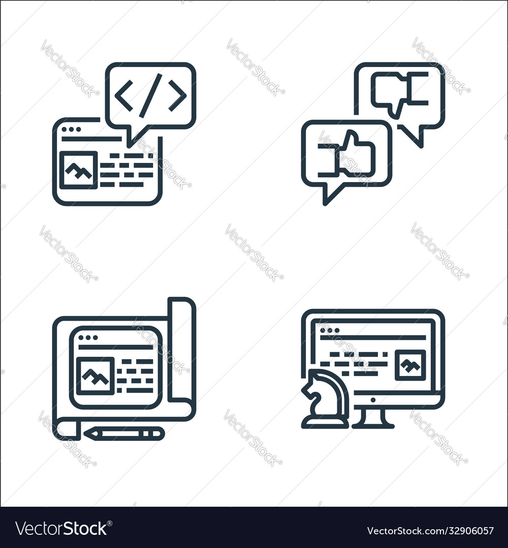 User experience line icons linear set quality vector image User experience line icons linear set quality