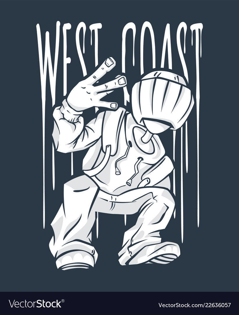 West Coast Guy Hip Hop Hand Gesture Rap Sign Vector Image