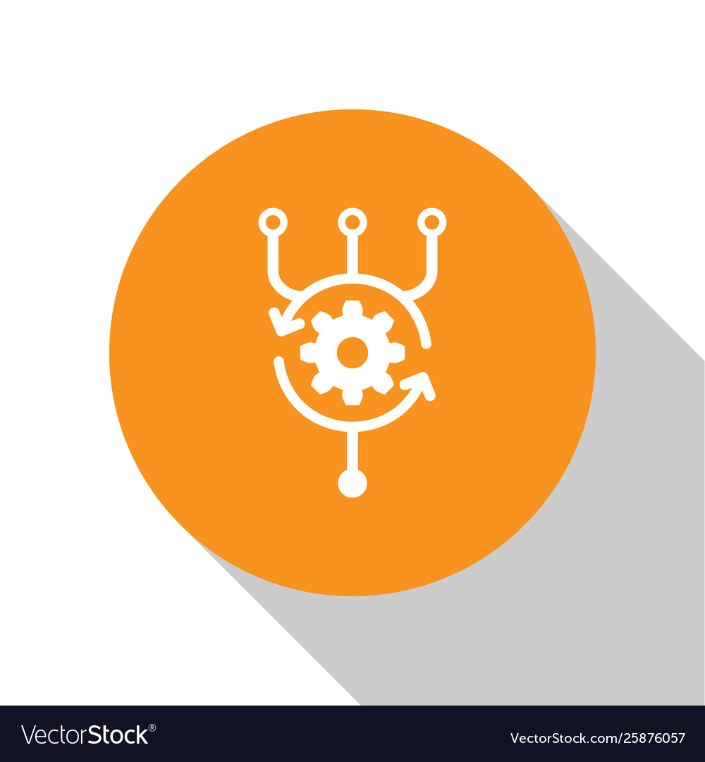 White algorithm icon isolated on background