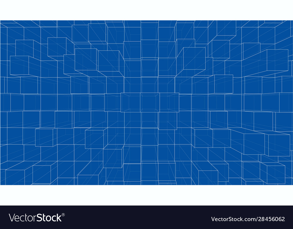 Abstract background cubes outline Royalty Free Vector Image