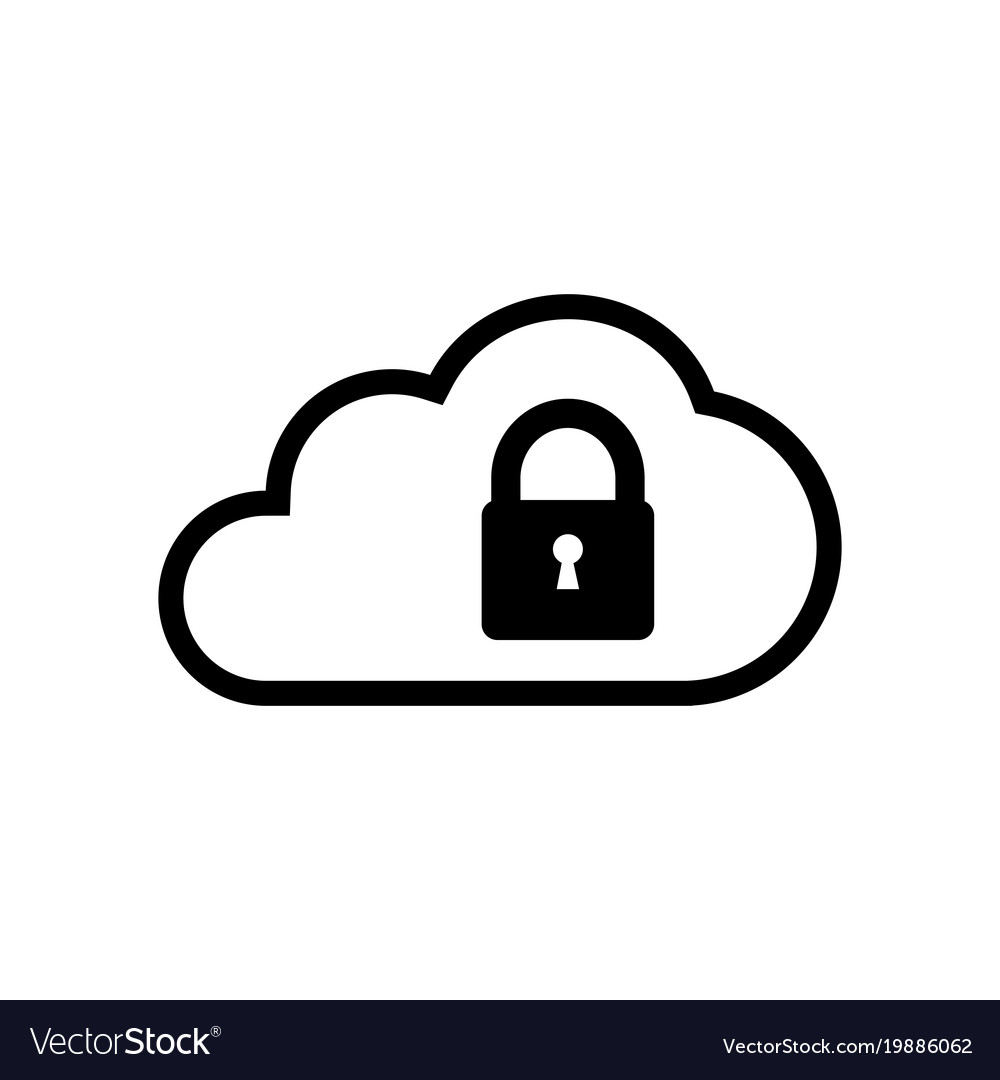 Cloud security icon on white lock design Vector Image