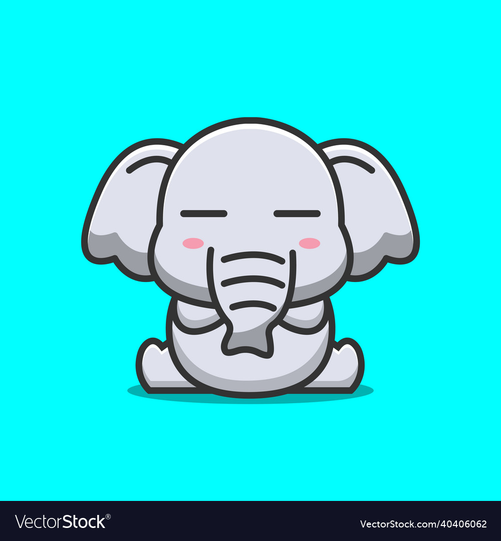 Cute elephant with lazy expression and emoticon