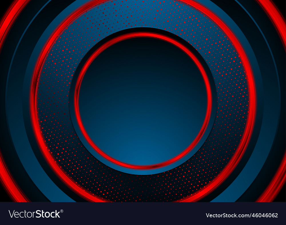 Dark blue round background with dots and red vector image Dark blue round background with dots and red