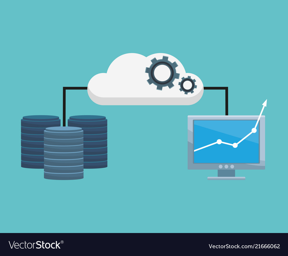 Datenbank und Cloud Computing vector image Datenbank und Cloud Computing