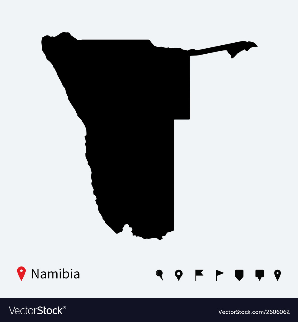 Detaillierte Namibia Karte mit Navigation Pins