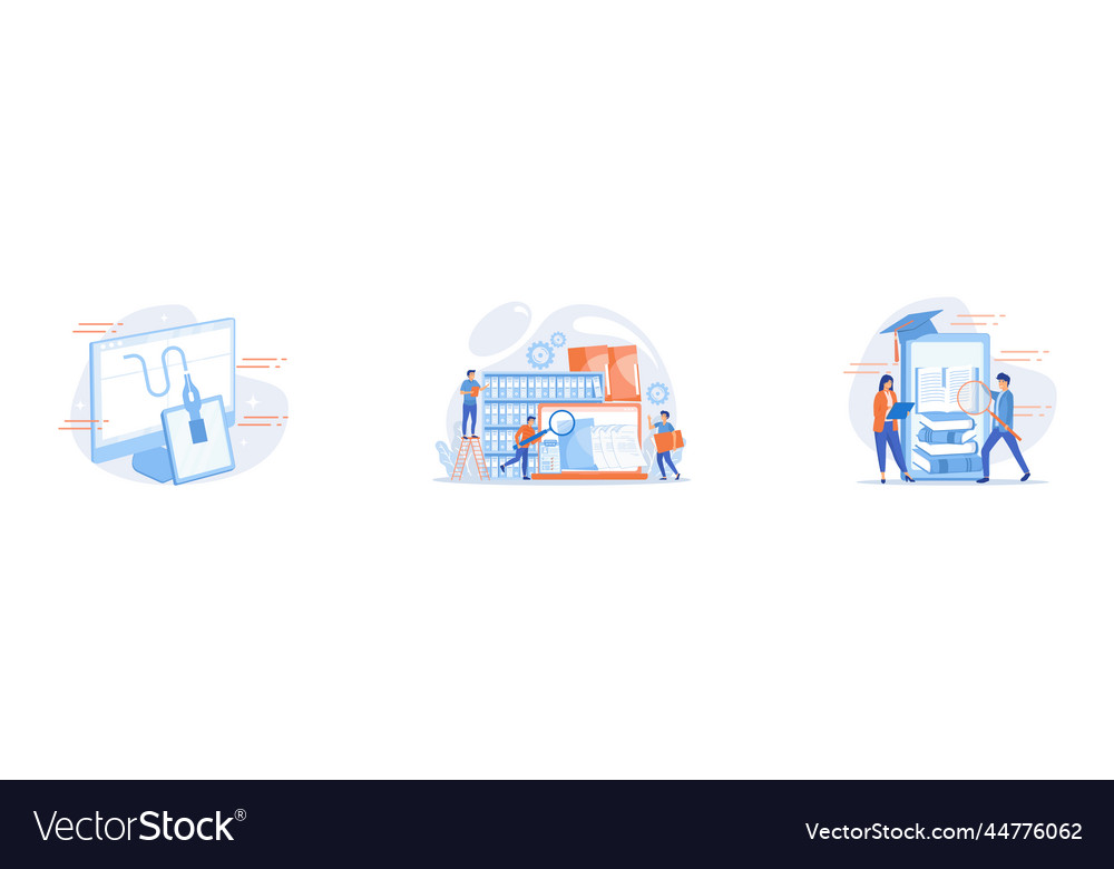 Editable drawings creating organized archive vector image Editable drawings creating organized archive