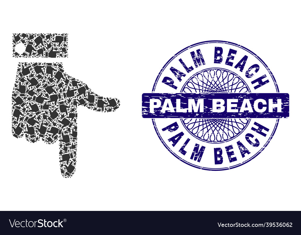 Hand pointer down recursion mosaic vector image Hand pointer down recursion mosaic