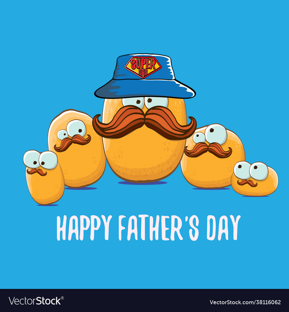 Happy fathers day greeting card with cartoon Vector Image