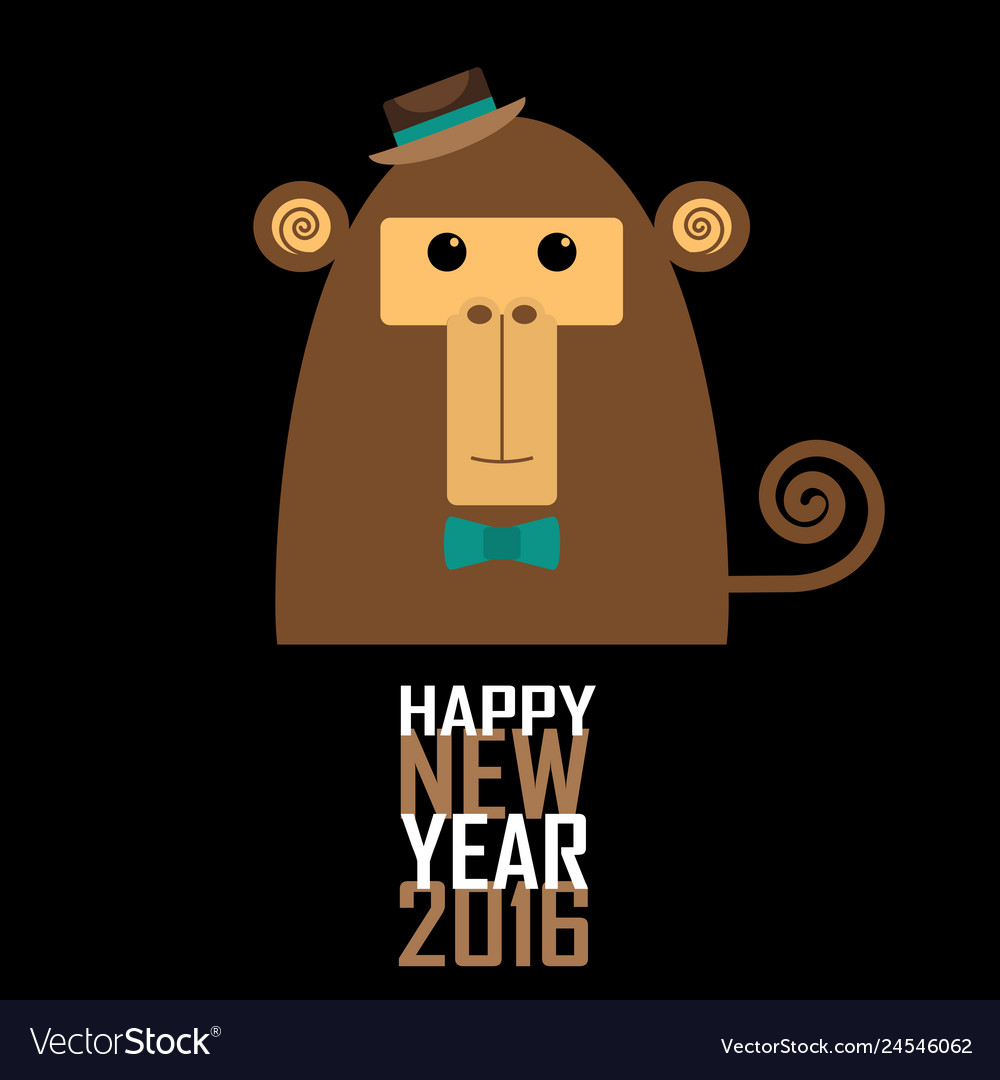 Happy new year greeting card with monkey