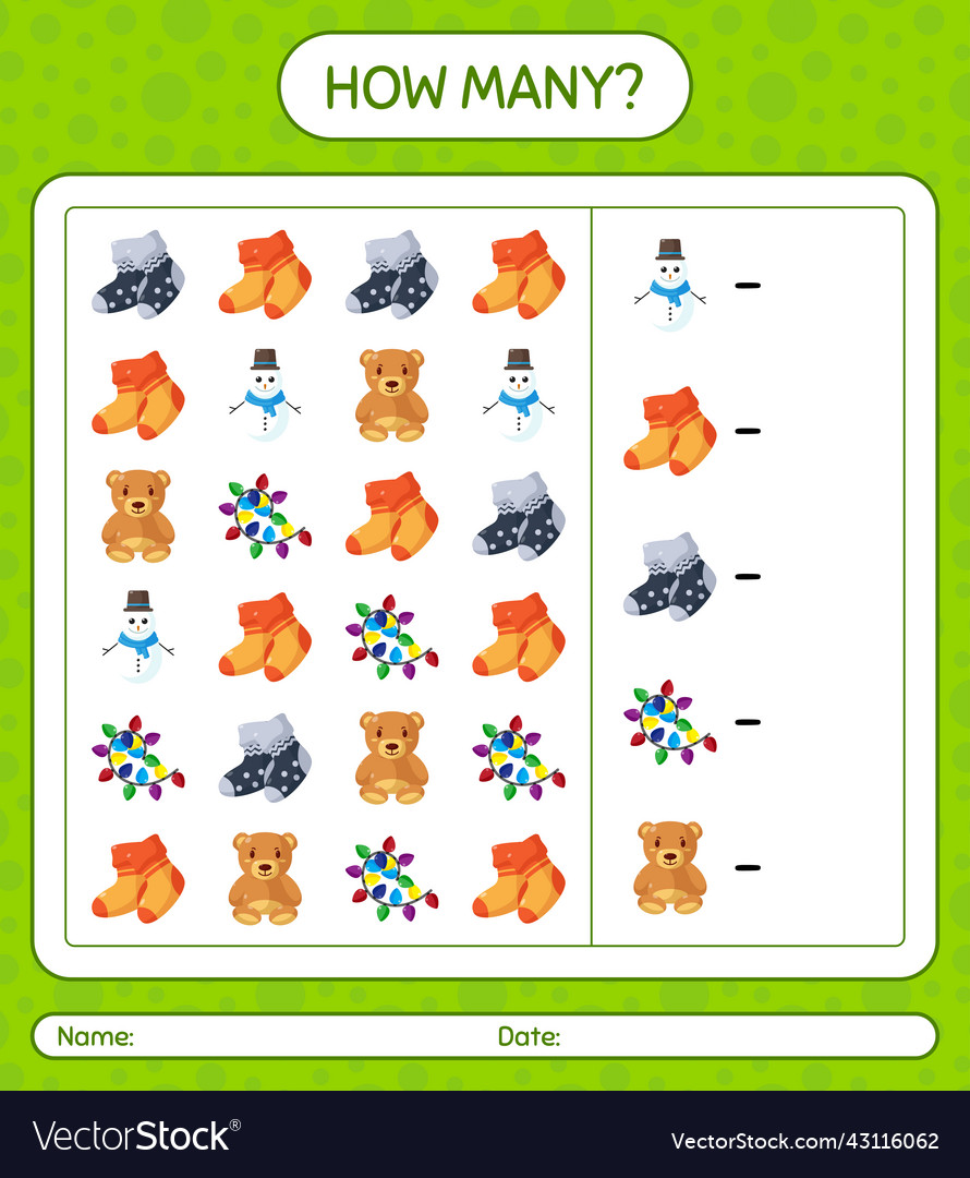 How many counting game with christmas icon Vector Image How many counting game with christmas icon