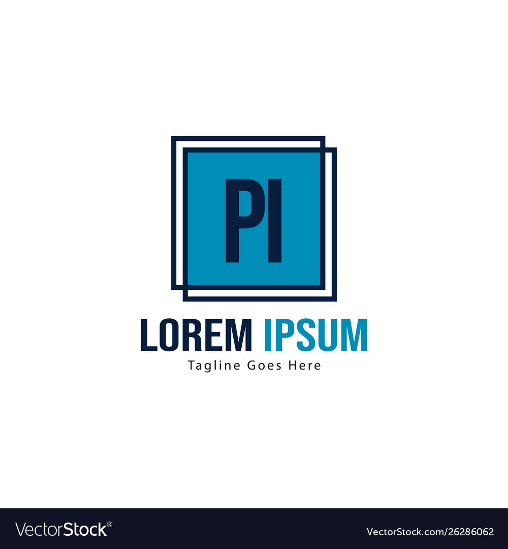 Initial pi logo template with modern frame Vector Image Initial pi logo template with modern frame