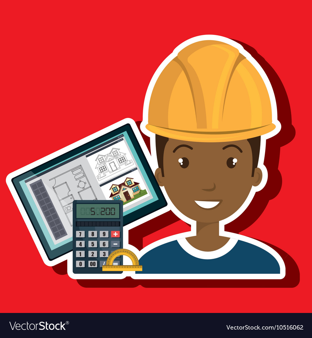 Man architect protractor calculator
