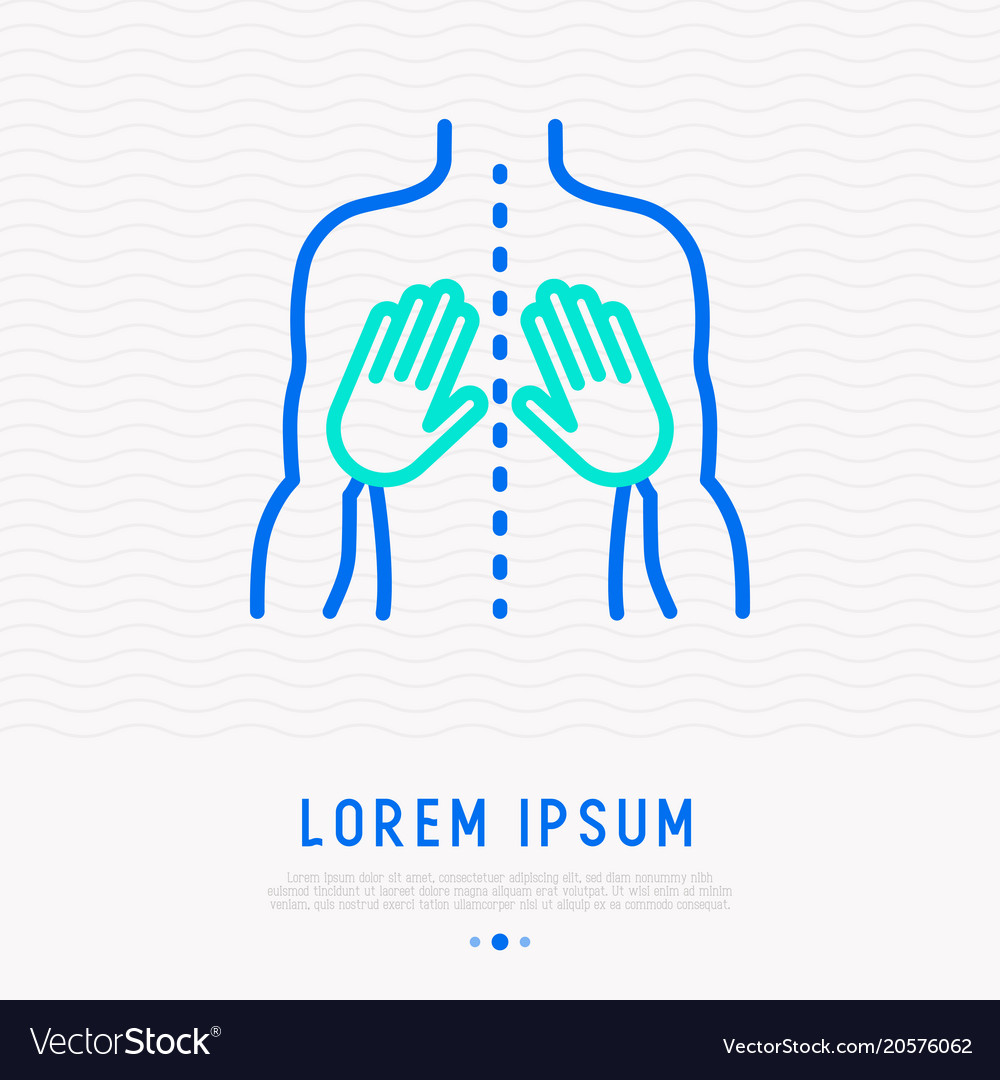 Massage Thin Line Icon Two Hands On Back Vector Image