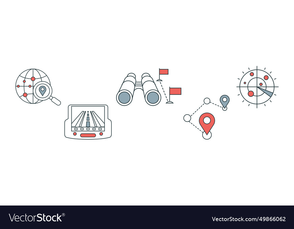 Navigation and route direction simple line icon Vector Image Navigation and route direction simple line icon