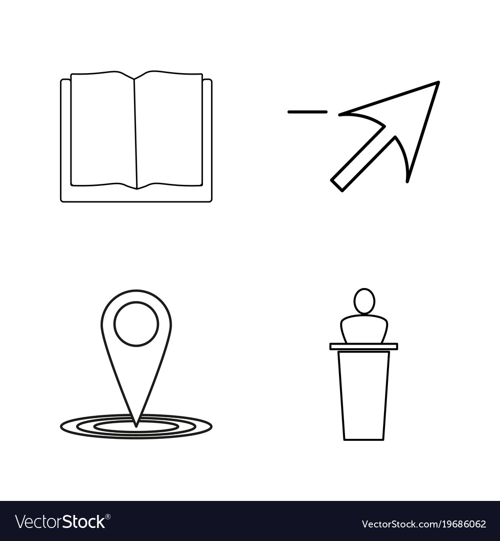 Office simple linear outline icon set