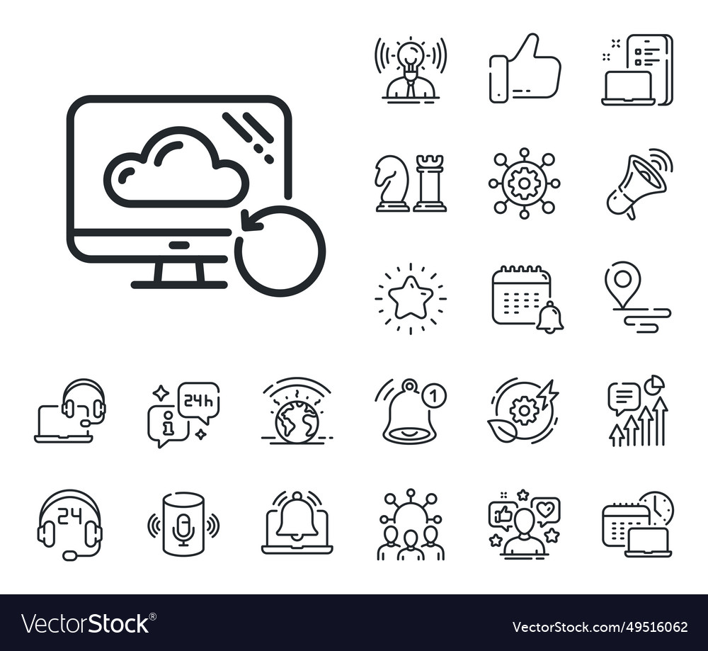 Recovery cloud line icon backup data sign