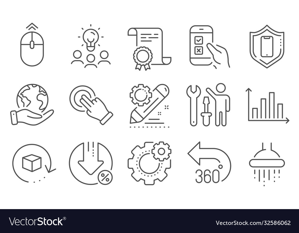 Set technology icons such as project edit vector image Set technology icons such as project edit