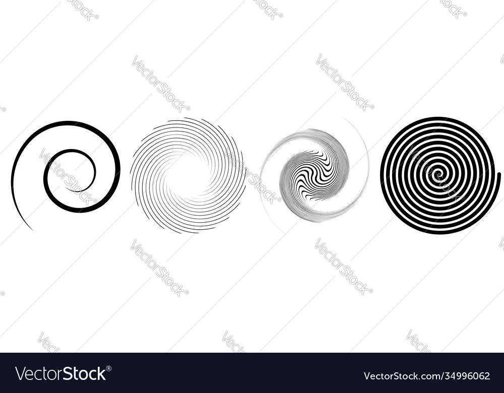 Spiral swirl twirl element set rotating circular Vector Image Spiral swirl twirl element set rotating circular