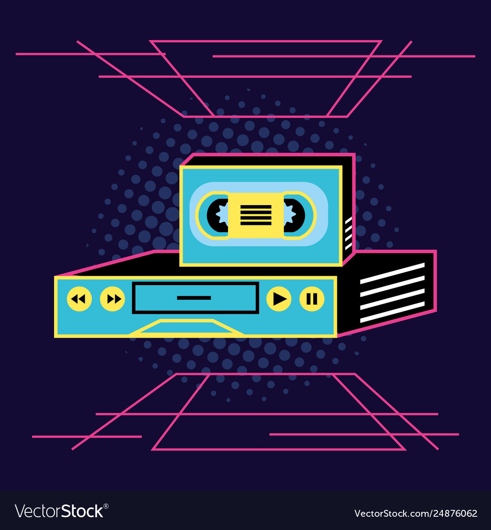 Vhs and cassette nineties retro Royalty Free Vector Image