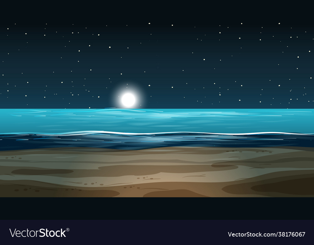 Blank flooded landscape at night scene