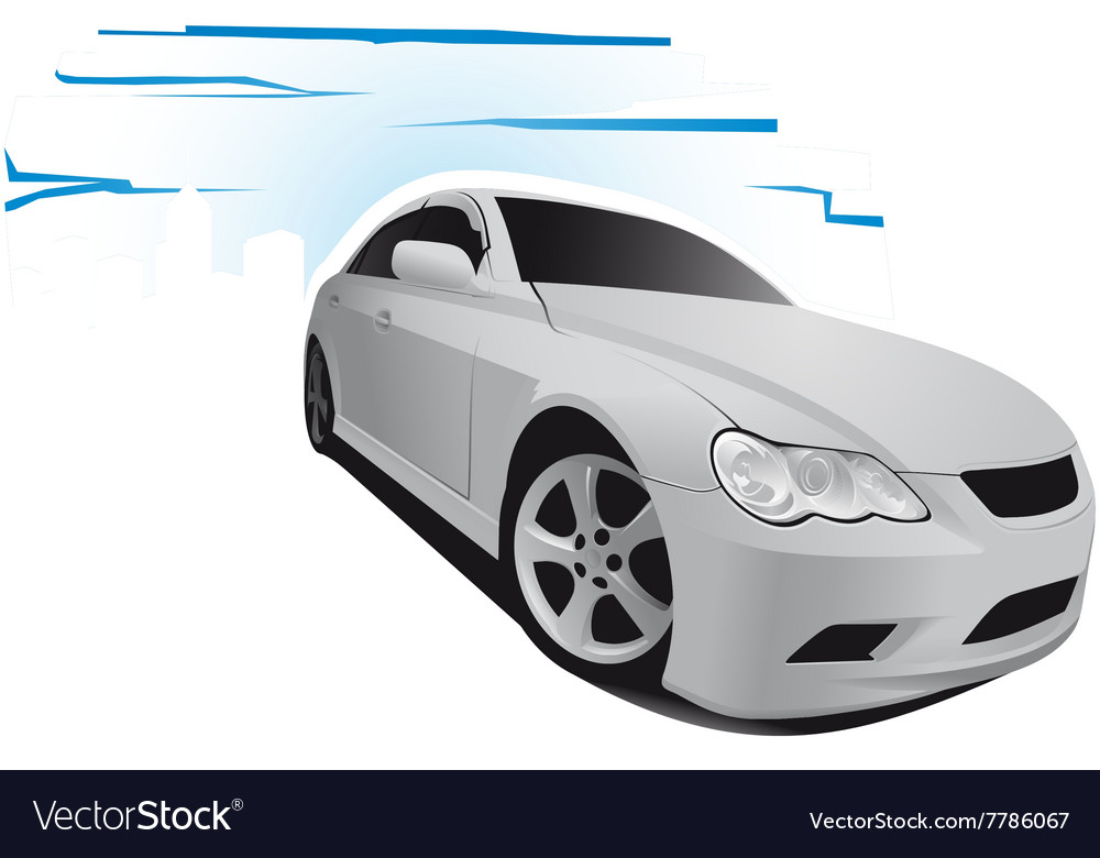 Car on blue background