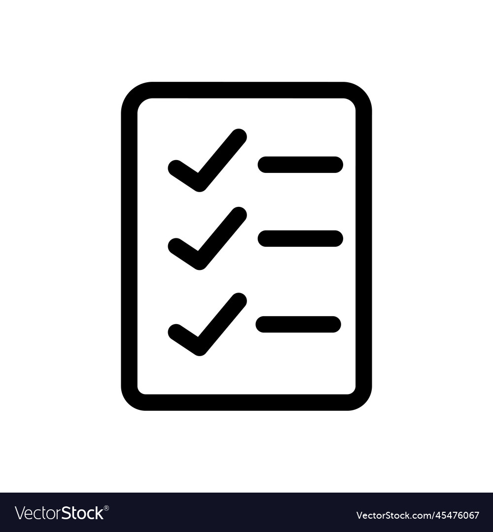 Check list page line icon isolated on white