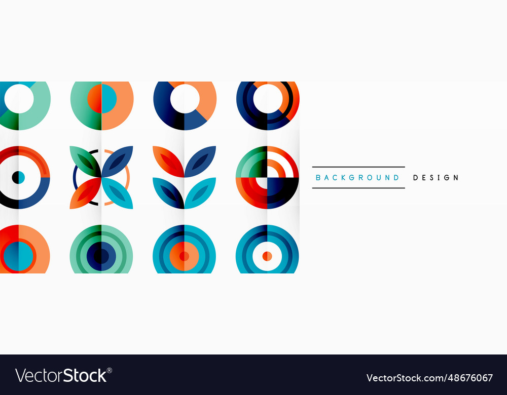 Colorful circles in a grid composition abstract Vector Image