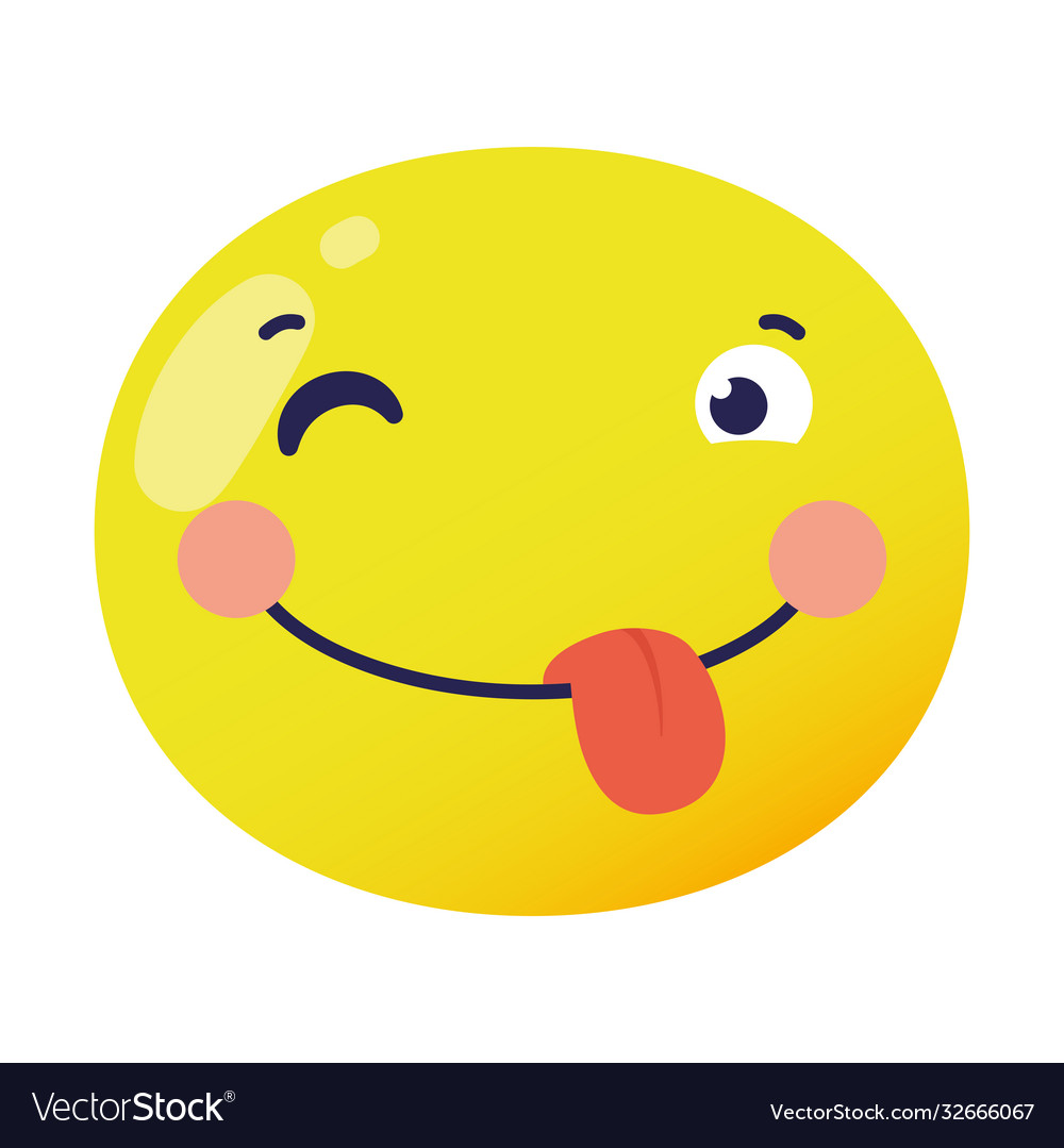 Crazy emoji face with tongue out flat style icon Vector Image