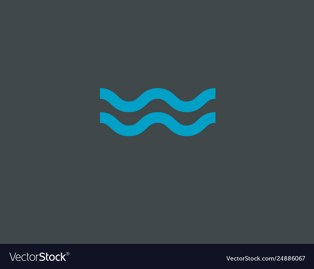 Creative logo two blue wavy lines Royalty Free Vector Image