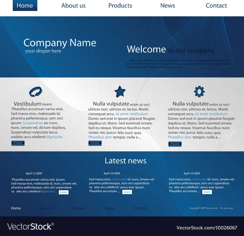 Editable website template Royalty Free Vector Image