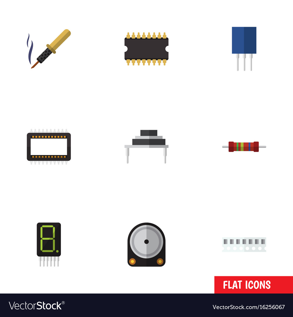 Flat icon device set of microprocessor