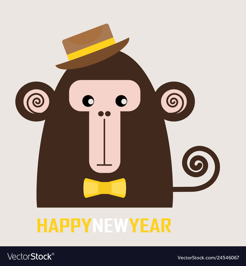 Happy new year greeting card with monkey