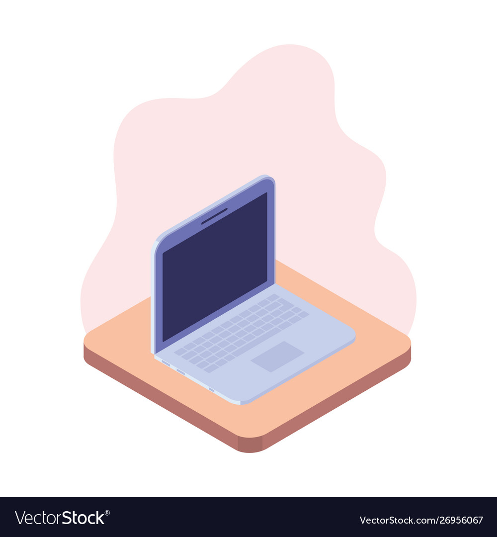 Laptop in 3d image on white background