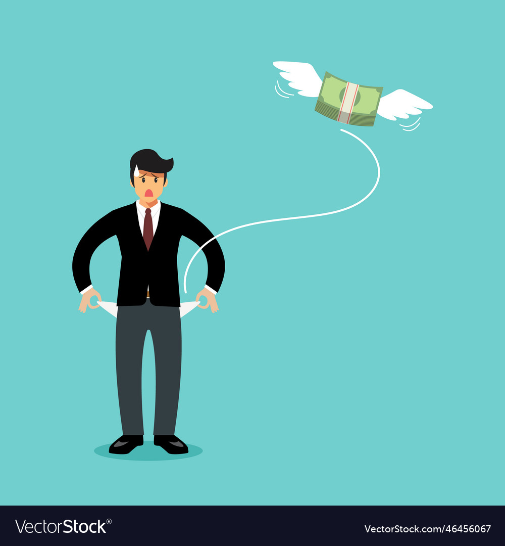 Money flying away from businessman pockets Vector Image