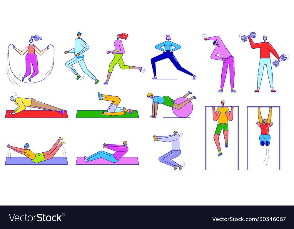 People doing sport exercises Royalty Free Vector Image