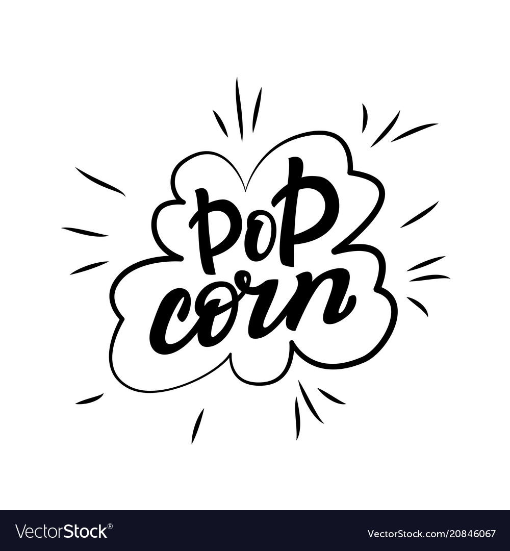 Popcorn Time Handwritten Text Modern Brush Stock Vector